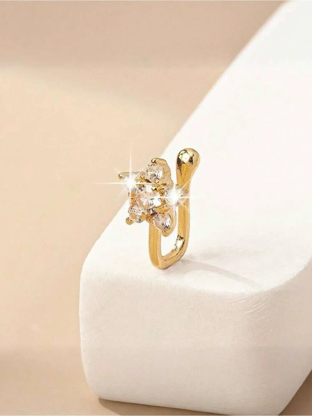 Women's Flower Nose Ring-Shiny Crystal Clip-On Nose Stud